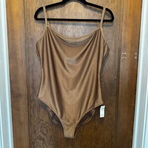 Aerie Brown Ribbed One Piece Swimsuit
